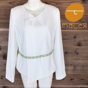 Matex Giyim 6411 Ercu & Mint Designer Shirt Jacket with asymmetrical hem Size 46